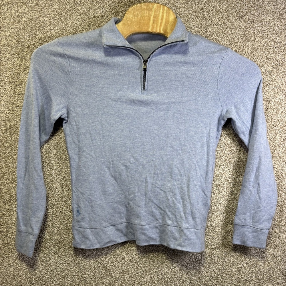 Polo By Ralph Lauren Sweater Mens Small Blue Cotton 1/4 Zip Mock Neck Pullover